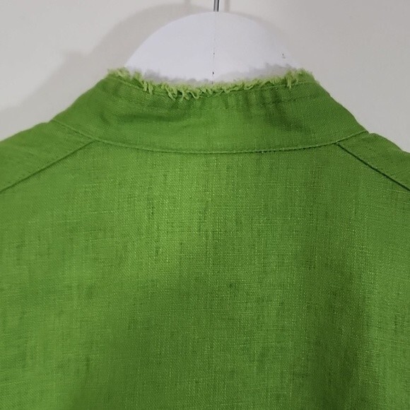 Coldwater Creek women's lime green linen frayed edges blazer size LP - Picture 8 of 10